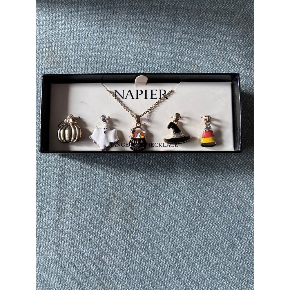 Napier Halloween Interchangeable Necklace Set Pumpkin Ghost Witch Candy Corn NEW